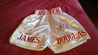 James “buster” Douglas Autographed Boxing Trunks Jsa W/inscrp “tyson Ko 2/11/90”