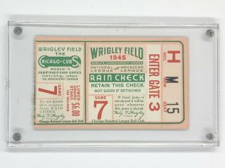 1945 World Series Ticket Stub Detroit Tigers Chicago Cubs Game 7 Wrigley Field