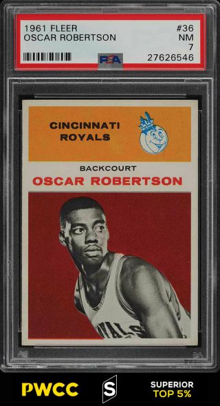 1961 Fleer Basketball Oscar Robertson Rookie Rc 36 Psa 7 Nrmt (pwcc - S)