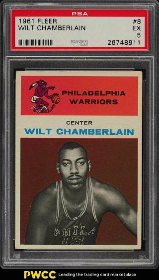 1961 Fleer Basketball Wilt Chamberlain Rookie Rc 8 Psa 5 Ex (pwcc)