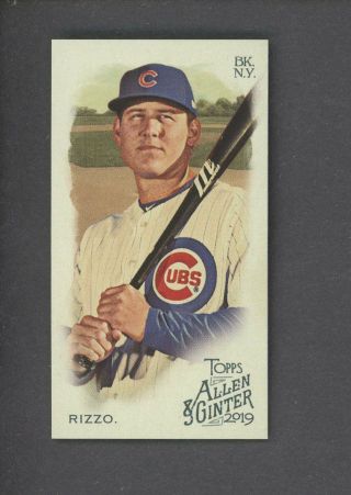 2019 Topps Allen & Ginter Anthony Rizzo Nno No Number On A&g Back Ssp /50 Cubs