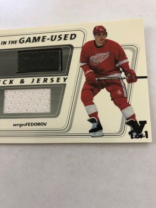 SERGEI FEDOROV 2002 - 03 ITG IN THE GAME - STICK AND JERSEY CARD 3
