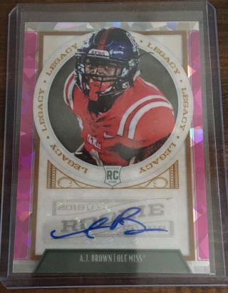 A.  J.  Brown 2019 Legacy Pink Cracked Ice Auto Rc 7/10