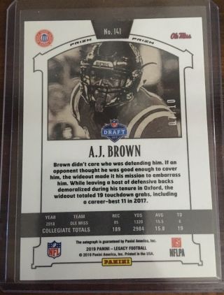 A.  J.  Brown 2019 Legacy Pink Cracked Ice Auto RC 7/10 2