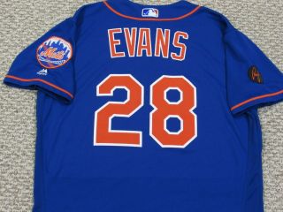 Evans Size 46 28 2018 York Mets Game Jersey Home Blue Mlb Holo Rusty