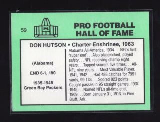1985 Football Immortals 59 Don Hutson Green Bay Packers Auto 2