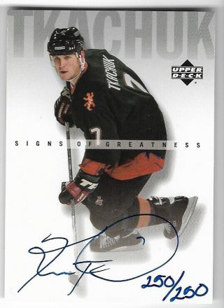 2000 - 01 Ud Upper Deck Signs Of Greatness Autograph Auto Keith Tkachuk /250