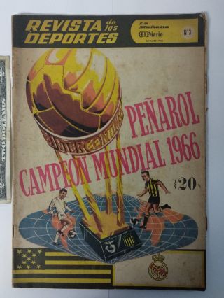Rare Mag 1966 World Final Programme Penarol Vs Real Madrid Intercontinental Cup