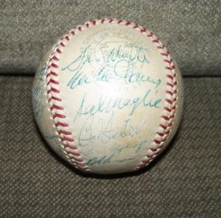 1955 Cleveland Indians Team Signed Baseball Kiner Doby Feller Wynn 32 Autographs