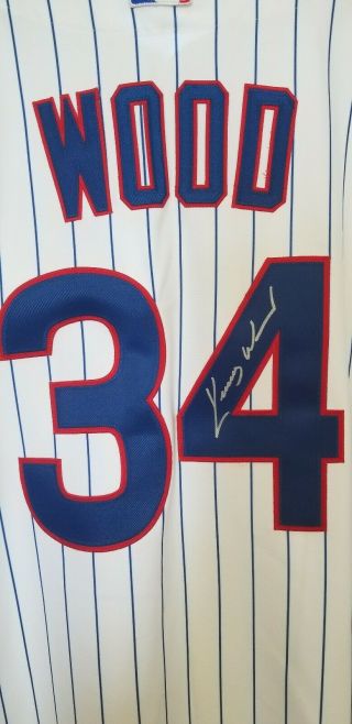 2004 Kerry Wood Signed Auto Chicago Cubs Game Home Jersey 2
