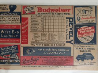 Early 1940’s Cubs - Cardinals Baseball Program/scorecard Not