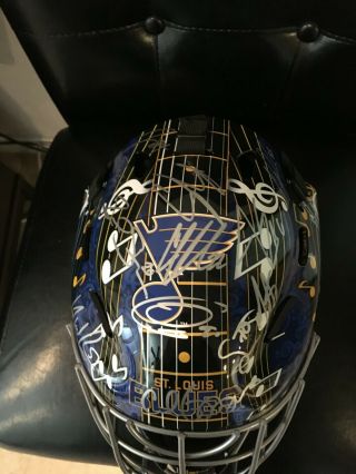 ST LOUIS BLUES TEAM SIGNED GOALIE HOCKEY MASK HELMET 2019 STANLEY CUP CHAMPS 5