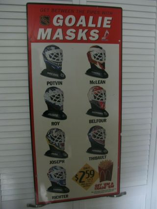 McDonald ' s 1996 Hockey Goalie Mask advertising sign EXTREMELY RARE 2