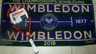 Roger Federer Signed Wilson Tennis Racquet,  Match Wimbledon Player Towel