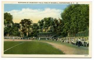 Vintage Reopening Of Doubleday Field Baseball Cooperstown Ny Postcard Pc 5a187
