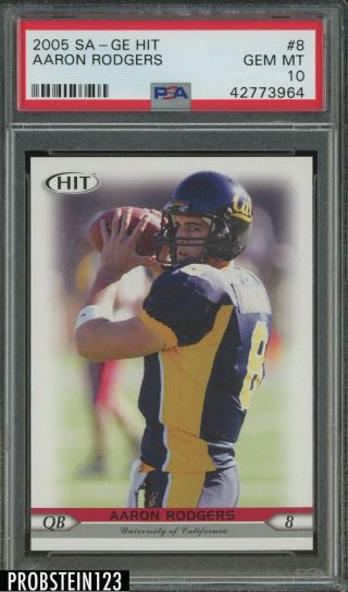 2005 Sa - Ge Hit 8 Aaron Rodgers Green Bay Packers Rc Rookie Psa 10