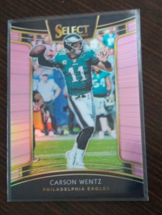 2018 Panini Select Carson Wentz Pink Prizms Sp Card Eagles /10