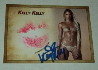 2019 Collectors Expo Wwe Diva Kelly Kelly Autographed Kiss Print Card