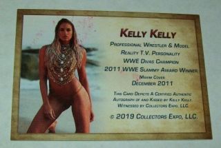 2019 Collectors Expo WWE Diva Kelly Kelly Autographed Kiss Print Card 2