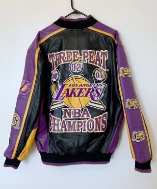 Los Angeles La Lakers Nba Championship 3 - Peat G - Iii Leather Jacket 2xl Euc