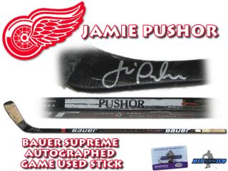 Jamie Pushor Signed Game Stick Detroit Red Wings - W/coa