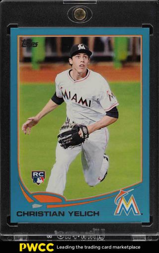 2013 Topps Update Wal - Mart Blue Border Christian Yelich Rookie Rc Us290 (pwcc)