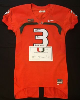 Miami Hurricanes Game Worn Autographed Jersey Stacy Coley Nfl York Jets