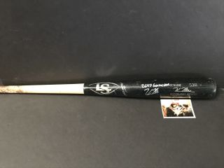 Kevin Newman Pittsburgh Pirates Autographed Signed 2017 Game UnCracked Bat 2