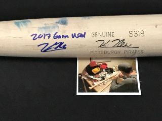 Kevin Newman Pittsburgh Pirates Autographed Signed 2017 Game Un - Cracked Bat