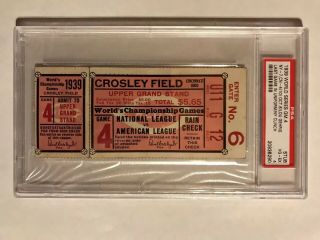 1939 World Series Game 4 Ticket Stub Yankees Reds Crosley Field Lou Gehrig Psa