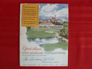 1959 Usga National Amateur Championship Golf Program Broadmoor Nicklaus Winner