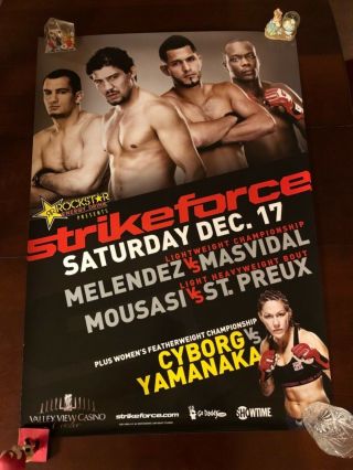 UFC 239 Jon Jones Thiago Santos Amanda Nunes Holm signed event poster SBC WWE 11