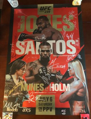UFC 239 Jon Jones Thiago Santos Amanda Nunes Holm signed event poster SBC WWE 4