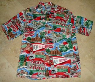 Bold Look Ohio State Buckeyes Rayon Button Front Shirt Men 