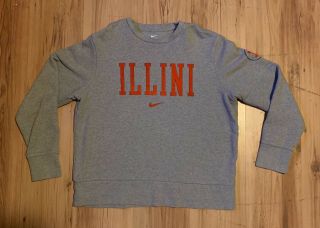 Vintage Nike University Of Illinois Basketball Crewneck Sweatshirt Youth Xl Grey