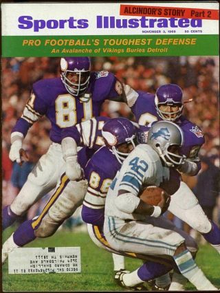 Si: Sports Illustrated November 3,  1969 An Avalanche Of Vikings Buries Detroit G