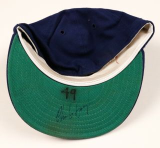 Charlie Hough Rangers Signed Game Worn Hat/cap