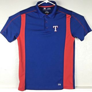Texas Rangers Mlb Baseball Golf Athletic Polo Shirt Size Large Euc A53
