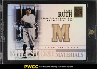 2002 Topps Tribute Milestone Materials Babe Ruth Bat Patch Mim - Br (pwcc)