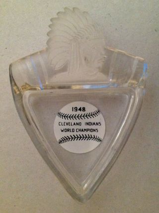 Very Rare 1948 Cleveland Indians World Champions Ash Tray Scarce Cheif Wahoo