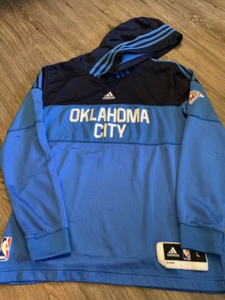 Adidas NBA Oklahoma City Thunder OKC 3 - Stripe Trefoil Pullover Hoodie Youth Lrg 2