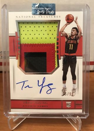 Trae Young 2018 - 19 Panini National Treasures Rookie Rc Vertical Rpa Auto /99