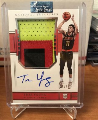 Trae Young 2018 - 19 Panini National Treasures Rookie RC Vertical RPA Auto /99 3