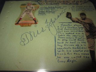 Tris Speaker Red Sox Baseball Hofer Autographed Album Page Psa Slab Grade 9