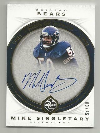 2017 Panini Limited Ring Of Honor Mike Singletary Autograph 03/25 Chicago Bears