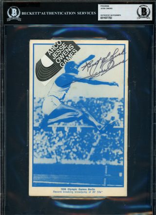 Jesse Owens Autographed 5.  5x8.  5 Program 1936 Olympic Games Beckett 11077763