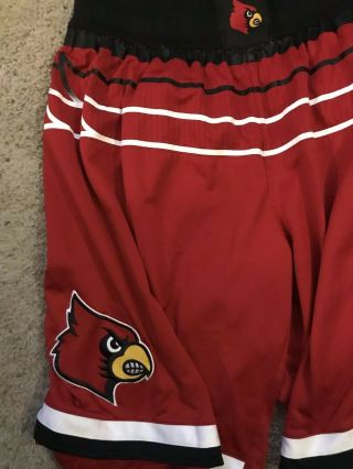 Louisville Cardinals Basketball Red W Black 16/17 Game Adidas Shorts 2