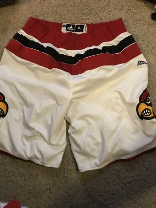 Louisville Cardinals Basketball White W Red And Black Game Adidas Shorts