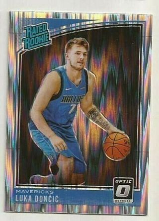 Luka Doncic Shock Rated Rookie 2018 - 19 Donruss Optic 177 Rc Exclusive Mavs Prizm