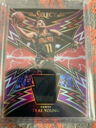 2018 - 19 Panini Select Trae Young 2 Color Jersey Purple Prizm 22/99 Rc Hawks